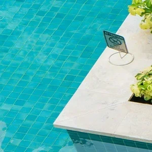 White pool coping tiles drop face pool coping pavers